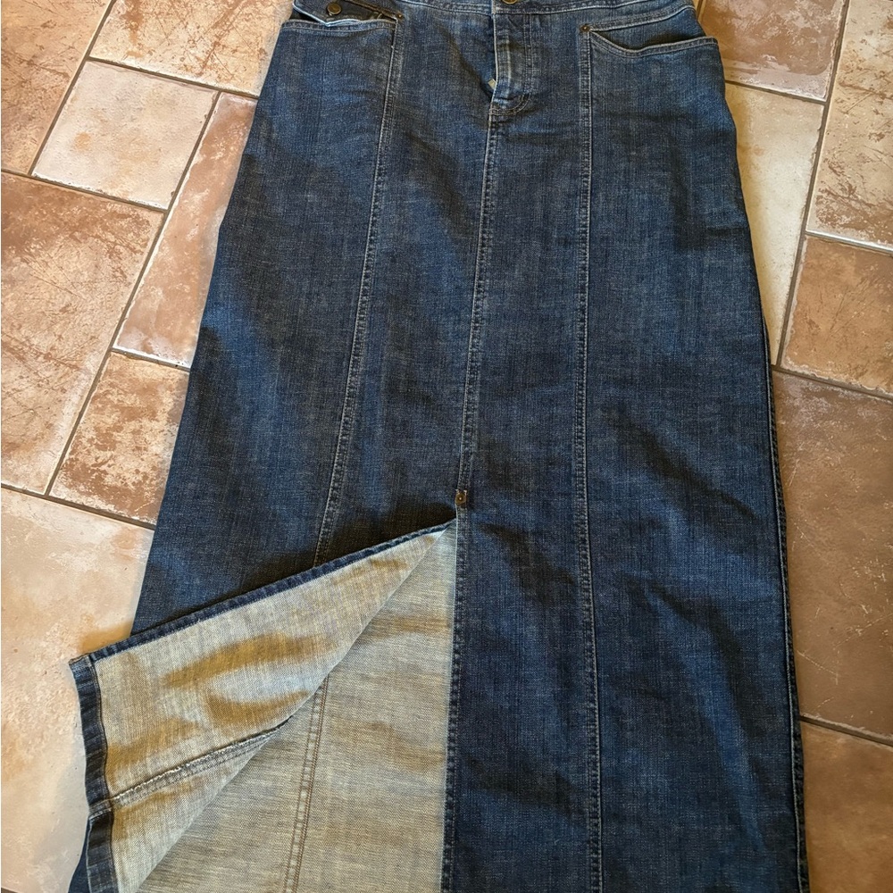 Eddie Bauer Denim Front Split Long Skirt Size 6